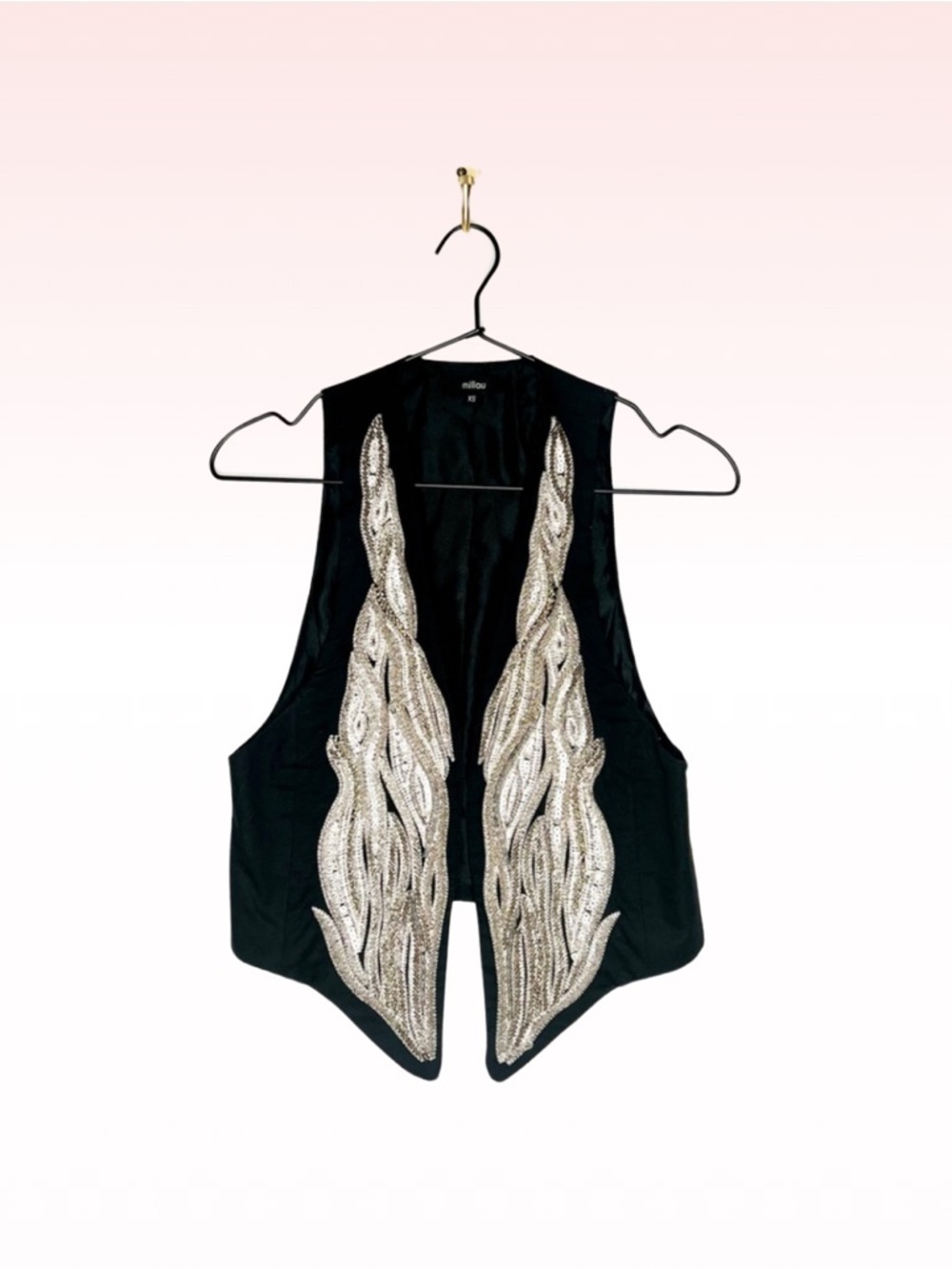 MILLAU black and silver beaded embellished vest